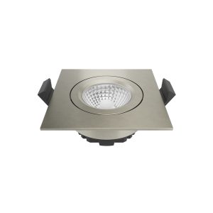DILED LED Einbauleuchte 6 W – eckig, dimmbar, 230 V, Ø68 mm, 2700 K / 3000 K / Weiß / Stahl