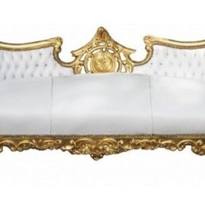 Casa Padrino Barock Sofa Vampire WeiÃ/Gold - Limited Edition - Lounge Couch