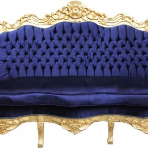 Casa Padrino Barock Sofa Master Royal Blau / Gold - Wohnzimmer MÃ¶bel Couch Lounge