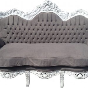 Casa Padrino Barock 3-er Sofa  "King" Grau / WeiÃ - MÃ¶bel Barock