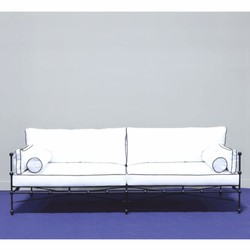 Casa Padrino Luxus Schmiedeeisen Sofa Schwarz / Weià 245 cm - Hotel & Garten Sofa – Bild 2