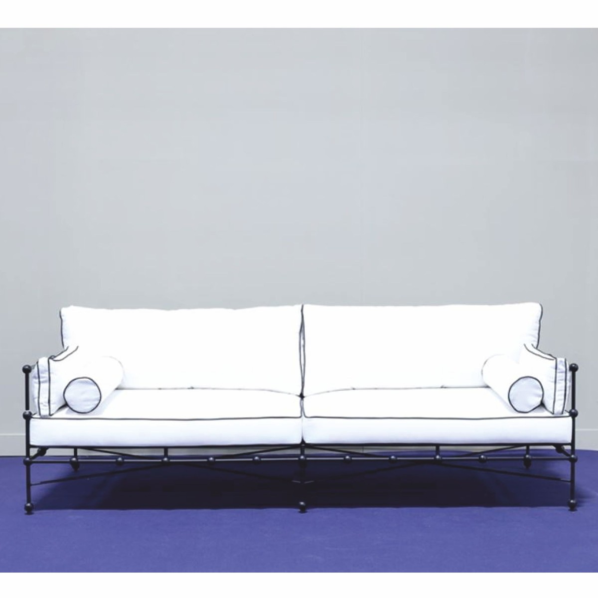 Casa Padrino Luxus Schmiedeeisen Sofa Schwarz / Weià 245 cm - Hotel & Garten Sofa