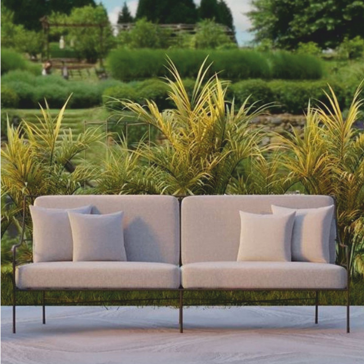 Casa Padrino Luxus Schmiedeeisen Sofa Schwarz / Grau 210 cm - Hotel & Garten Sofa