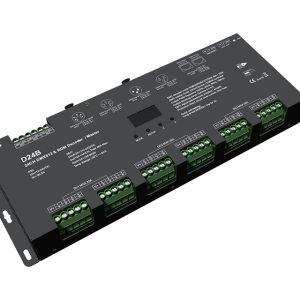 D24B DMX512 & RDM LED Decoder – 24-Kanal, 12–24V DC, 4A/Kanal, OLED-Display