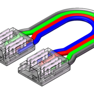 LED Strip-zu-Strip Verbinder – 4-polig, 10 mm, lötfrei mit 15 cm Verbindungskabel für RGB COB LED-Streifen