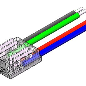 LED Strip-zu-Kabel Schnellverbinder – 4-polig, lötfrei, für 10 mm COB RGB LED-Streifen mit 15 cm Anschlusskabel