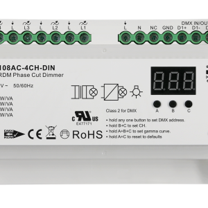 SR-2108AC-4CH-DIN DMX512 AC Triac Dimmer – 4-Kanal Phasenabschnitt-Dimmer für 100–240 V, Hutschiene