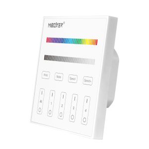 MiBoxer T3 4-Zonen Touch LED Fernbedienung für RGBW – Wandpanel mit Farbsteuerung & Dimmer, 2,4 GHz