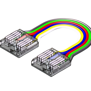 LED Strip-zu-Strip Verbinder – 6-polig, 12 mm, lötfrei mit 15 cm Verbindungskabel für RGBCCT COB LED-Streifen
