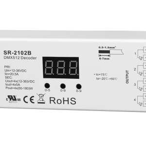 DMX512 RGBW LED Decoder 4CH – LED Controller 4-Kanal 12–48V DC 4x5A max. 20A | SR-2102B