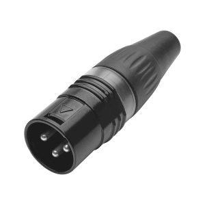 XLR Stecker 3-polig – HICON Basic, Metallgehäuse, schwarz, versilberte Kontakte