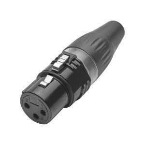 XLR Stecker 3-polig – HICON Basic, Metallgehäuse, schwarz, versilberte Kontakte