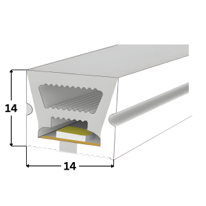 LED NEON TUBE 14×14 mm Silikon Schlauch – 5 m Rolle Single Color - 24V - IP67- 3000K - 12W