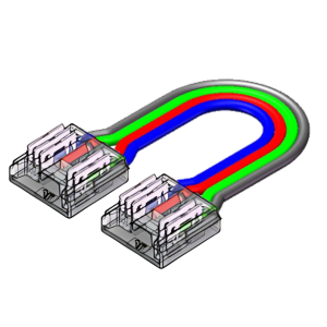 LED Strip-zu-Strip Verbinder – 5-polig, 12 mm, lötfrei mit 15 cm Verbindungskabel für RGBW COB LED-Streifen