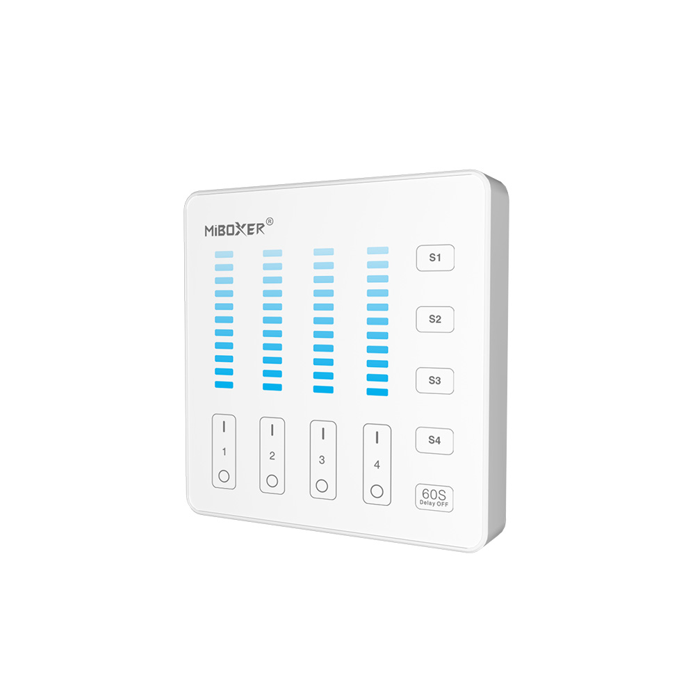 MiBoxer B5 LED-Wandfernbedienung – 4 Zonen, 1 Kanal, 5 Szenen, 2,4 GHz Touchpanel zum Dimmen