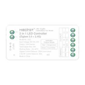 MiBoxer SZ2 2-in-1 LED-Controller – Zigbee 3.0 & 2.4 GHz, Einfarbig & CCT, 12–24 V, 12 A, Push Dimming