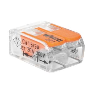 WAGO 221-412 COMPACT Verbindungsklemme – 2-polig, transparent, 0,02–4 mm², 450 V / 32 A
