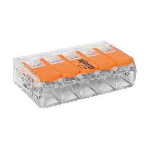 WAGO 221-415 COMPACT Verbindungsklemme – 5-polig, transparent, 0,02–4 mm², 450 V / 32 A