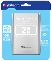 Verbatim Portables Festplattenlaufwerk Store 'n' Go USB 3.0, 2 TB, Silber