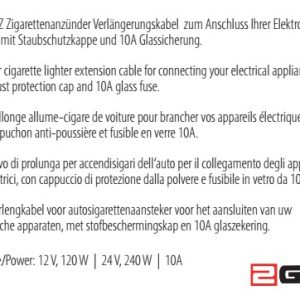 2GO KFZ-Zigarettenanzünder Verlängerung 250 cm