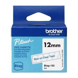 BROTHER 12MM Blue on Transparent BTAG133