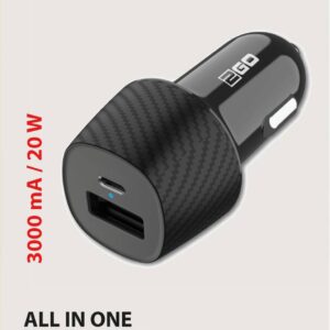 2GO KFZ-Ladegerät 20W   1xUSB-C  1xUSB-A   schwarz