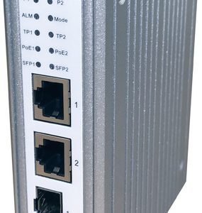 Hutschienen Media Konverter, 2x 100/1000 SFP -- 2x 100/1000T RJ45