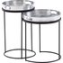 FineBuy Beistelltisch 2er Set Metall Hammerschlag Satztisch Rund, Couchtisch abnehmbares Tablett, Tabletttisch Sofa 2 teilig Modern, Runder Sofatisch