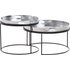 FineBuy Couchtisch 2er Set Metall Hammerschlag Satztisch Rund, Sofatisch abnehmbares Tablett, Tabletttisch Sofa 2 teilig Modern, Runder Beistelltisch