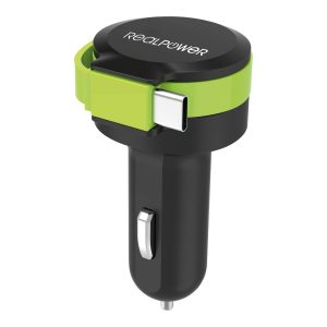 RealPower KFZ-Ladegerät Charger C 2400mA   1xUSB 1xUSB-C